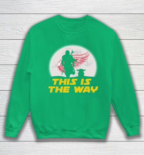 Detroit Red Wings NHL Ice Hockey Star Wars Yoda And Mandalorian This Is The Way Sweatshirt 5