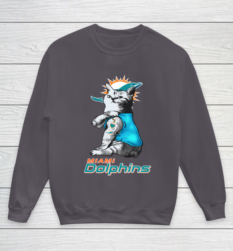 NFL Football My Cat Loves Miami Dolphins Youth Sweatshirt 5
