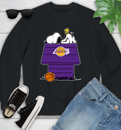 Los Angeles Lakers NBA Basketball Snoopy Woodstock The Peanuts Movie Youth Sweatshirt 2