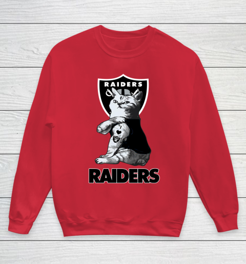 NFL Football My Cat Loves Oakland Raiders Youth Sweatshirt 7