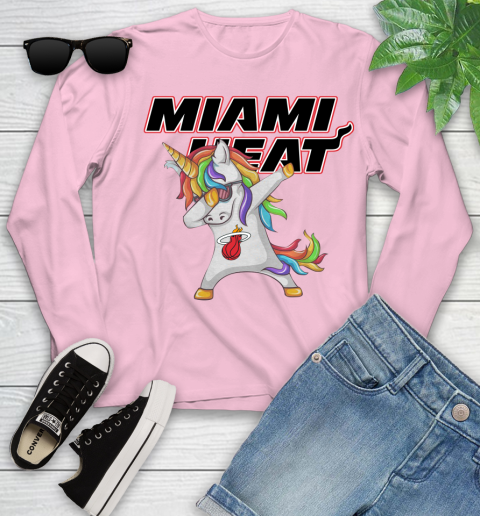 Miami Heat NBA Basketball Funny Unicorn Dabbing Sports Youth Long Sleeve 10