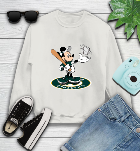 MLB Baseball Oakland Athletics Cheerful Mickey Disney Shirt Sweatshirt 12