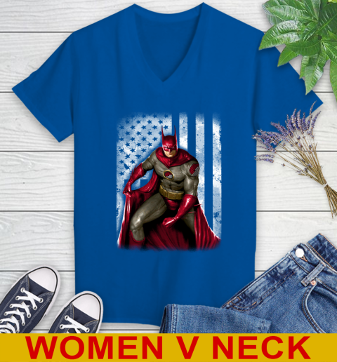 Portland Trail Blazers NBA Basketball Batman DC American Flag Shirt Women's V-Neck T-Shirt 9
