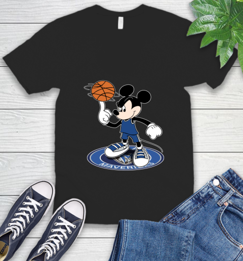 NBA Basketball Dallas Mavericks Cheerful Mickey Disney Shirt V-Neck T-Shirt
