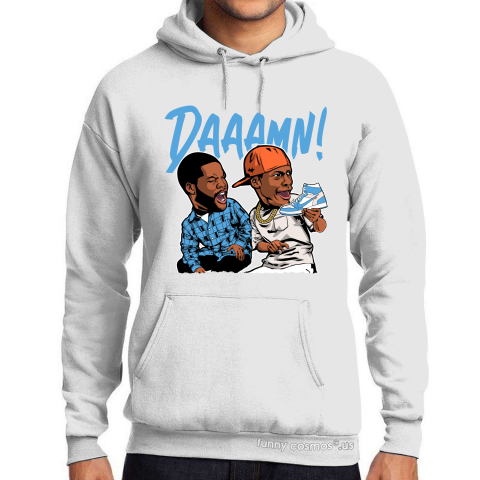 Air Jordan 1 Off White UNC Matching Sneaker Shirt Daaamn Meme Blue And White Sneaker White Tshirt