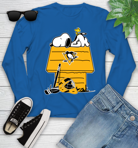 Pittsburgh Penguins NHL Hockey Snoopy Woodstock The Peanuts Movie Youth Long Sleeve 9