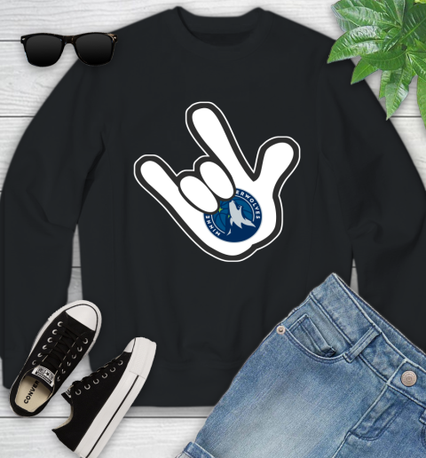 Minnesota Timberwolves NBA Basketball Mickey Rock Hand Disney Youth Sweatshirt 2