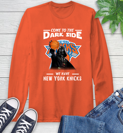 NBA Come To The Dark Side We Have New York Knicks Star Wars Darth Vader Basketball Long Sleeve T-Shirt 4