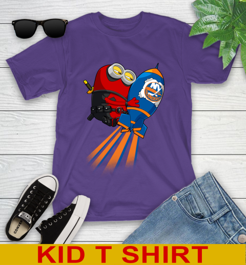 NHL Hockey New York Islanders Deadpool Minion Marvel Shirt Youth T-Shirt 3