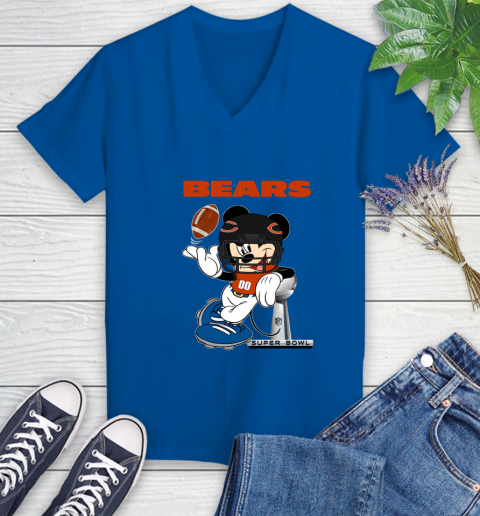 NFL Chicago Bears Mickey Mouse Disney Super Bowl Football T Shirt Women's V-Neck T-Shirt 10