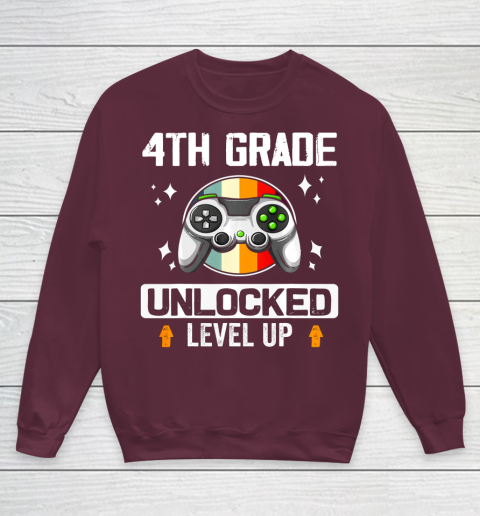 Next Level t shirts 4th Grade Unlocked Level Up Back To School Fourth Grade Gamer Youth Sweatshirt 4