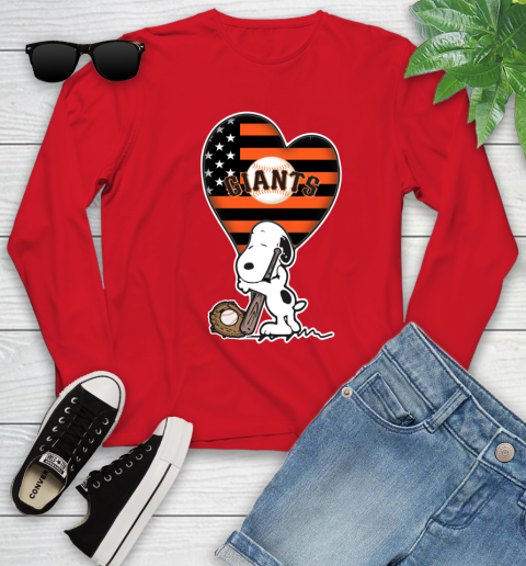 San Francisco Giants MLB Baseball The Peanuts Movie Adorable Snoopy Youth Long Sleeve 11