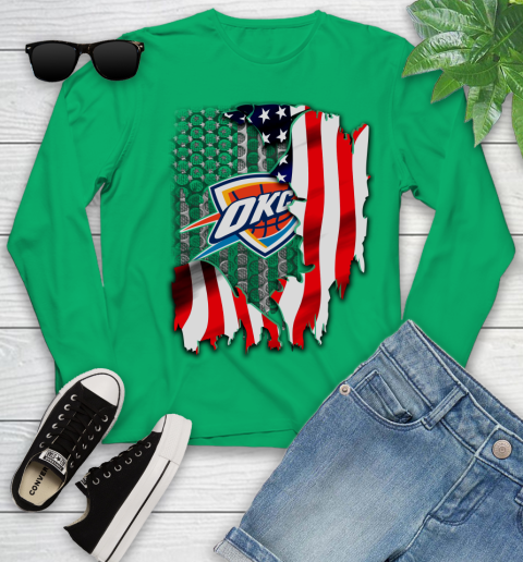Oklahoma City Thunder NBA Basketball American Flag Youth Long Sleeve 7