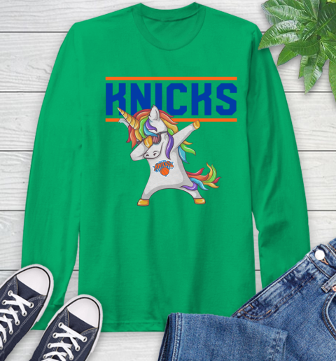 New York Knicks NBA Basketball Funny Unicorn Dabbing Sports Long Sleeve T-Shirt 7