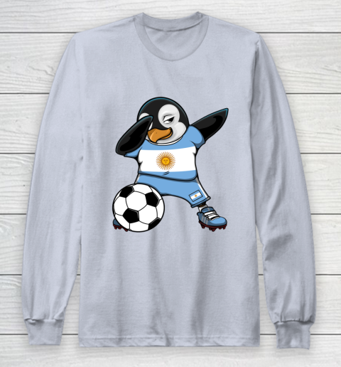 Dabbing Penguin Argentina Soccer Fans Jersey Football Lovers Long Sleeve T-Shirt 4