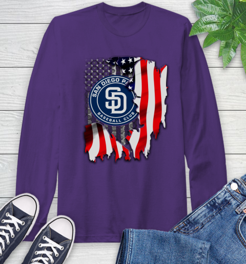 San Diego Padres MLB Baseball American Flag Long Sleeve T-Shirt 5