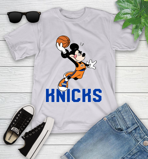 NBA Basketball New York Knicks Cheerful Mickey Mouse Shirt Youth T-Shirt 4