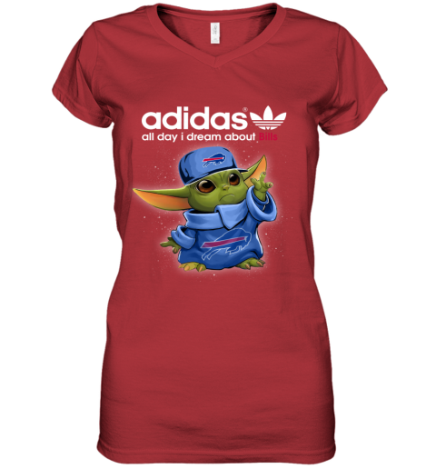 Baby Yoda Adidas All Day I Dream About  Bills znzd baby yoda adidas all day i dream aboutbills women v neck t shirt 39 front red