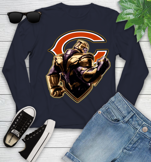 NFL Thanos Avengers Endgame Football Sports Chicago Bears Youth Long Sleeve 3