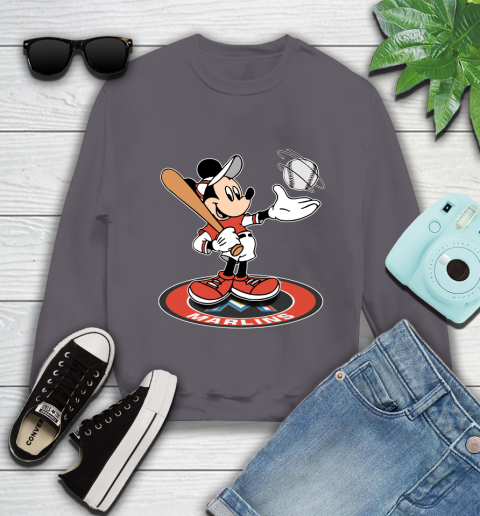 MLB Baseball Miami Marlins Cheerful Mickey Disney Shirt Youth Sweatshirt 5