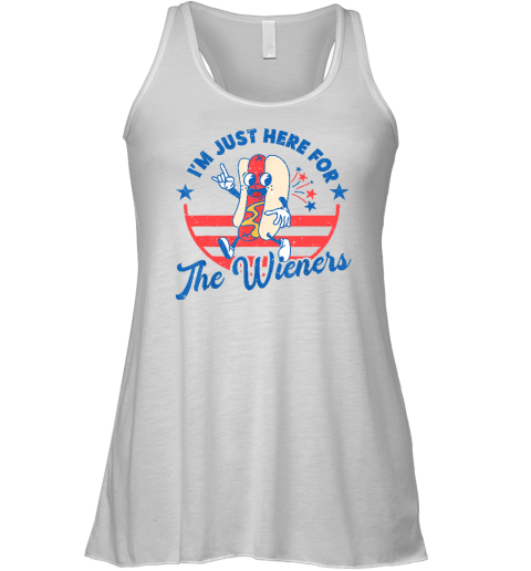 Hot Dog I'm Just Here For The Wieners 4th Of July Funny Racerback Tank