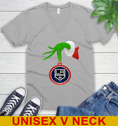 Los Angeles Kings Grinch Merry Christmas NHL Hockey V-Neck T-Shirt 4