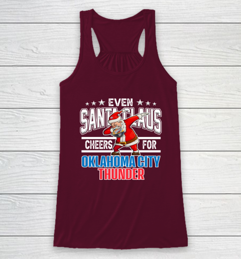 Oklahoma City Thunder Even Santa Claus Cheers For Christmas NBA Racerback Tank 2