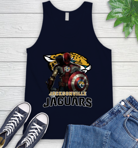 NFL Captain America Thor Spider Man Hawkeye Avengers Endgame Football Jacksonville Jaguars Tank Top 3