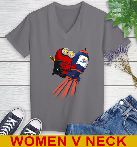 NBA Basketball Oklahoma City Thunder Deadpool Minion Marvel Shirt Women's V-Neck T-Shirt 11