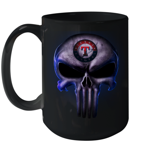 Texas Rangers MLB Baseball Punisher Skull Sports Ceramic Mug 15oz