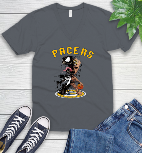 NBA Indiana Pacers Basketball Venom Groot Guardians Of The Galaxy V-Neck T-Shirt 5