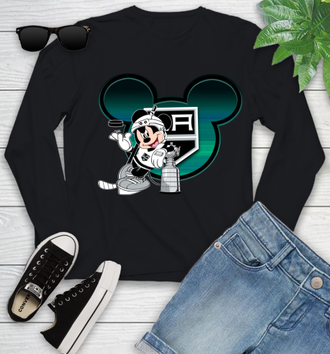 NHL Los Angeles Kings Stanley Cup Mickey Mouse Disney Hockey T Shirt Youth Long Sleeve 2