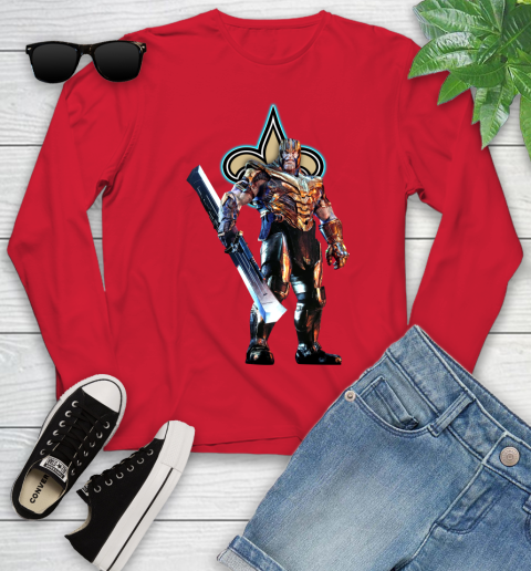 NFL Thanos Gauntlet Avengers Endgame Football New Orleans Saints Youth Long Sleeve 11