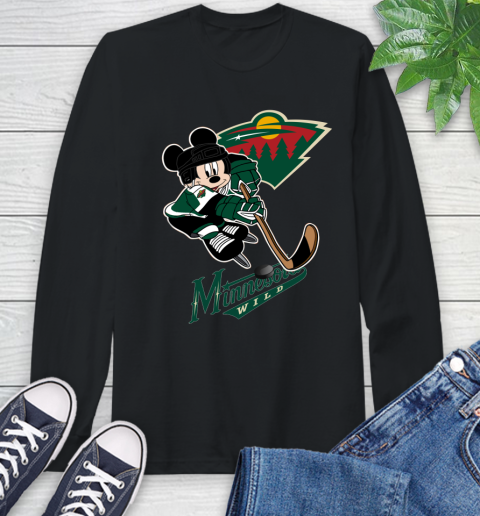 NHL Minnesota Wild Mickey Mouse Disney Hockey T Shirt Long Sleeve T-Shirt 2