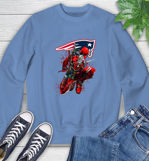 NFL Deadpool Marvel Comics Sports Football New England Patriots Sweatshirt 11