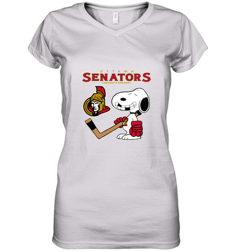 Ottawa Senators Ice Hockey Broken Teeth Snoopy NHL Women's V-Neck T-Shirt