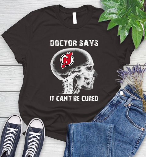NHL New Jersey Devils Hockey Skull It Can't Be Cured Shirt Women's T-Shirt 9