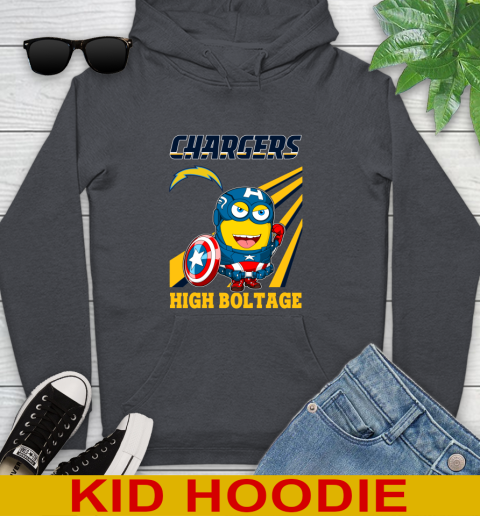 NFL Football Los Angeles Chargers Captain America Marvel Avengers Minion Shirt Youth Hoodie 9