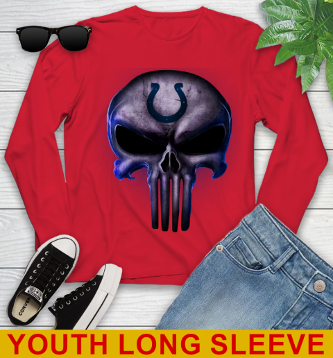 Indianapolis Colts NFL Football Punisher Skull Sports Youth Long Sleeve 11