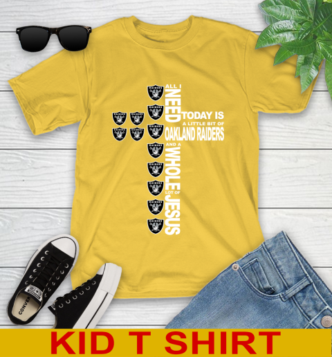NFL All I Need Today Is A Little Bit Of Oakland Raiders Cross Shirt Youth T-Shirt 9