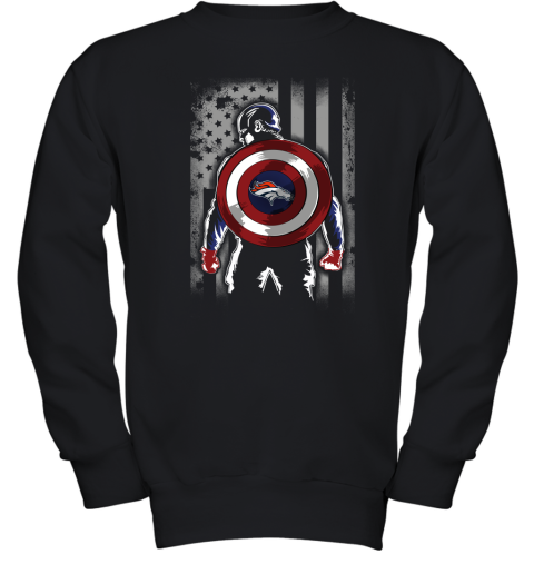 NFL Denver Broncos Captain America Marvel Flag Football Sports UlQmyw4kKN4 youth sweatshirt 47 95 151514 front black