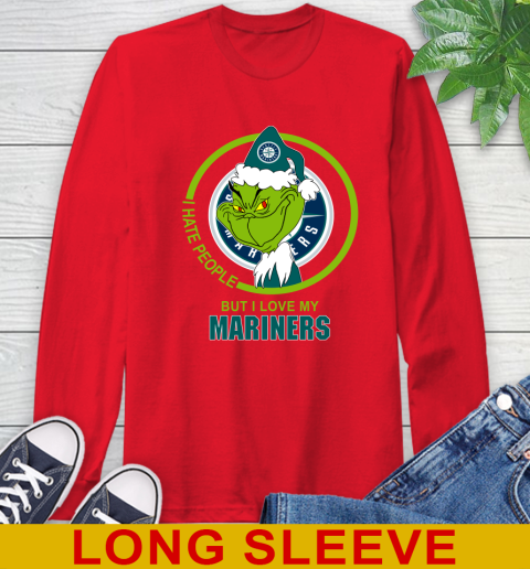 Seattle Mariners MLB Christmas Grinch I Hate People But I Love My Favorite Baseball Team Long Sleeve T-Shirt 10