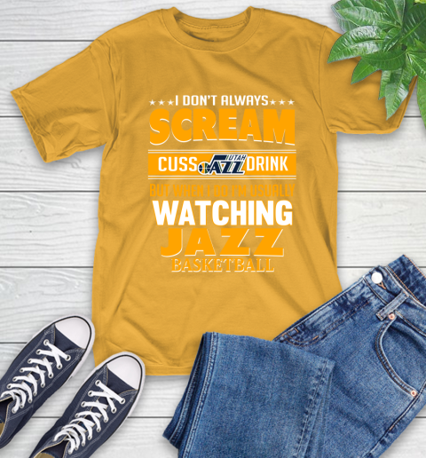 Utah Jazz NBA Basketball I Scream Cuss Drink When I'm Watching My Team T-Shirt 2