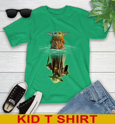 Mandalorian Baby Yoda star wars water reflection Youth T-Shirt 7