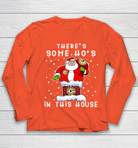 Indiana Pacers Christmas There Is Some Hos In This House Santa Stuck In The Chimney NBA Youth Long Sleeve 3