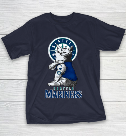MLB Baseball My Cat Loves Seattle Mariners Youth T-Shirt 3 MLB Baseball My Cat Loves Seattle Mariners Youth T-Shirt - Image 3