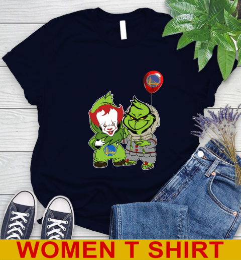 Golden State Warriors Baby Pennywise Grinch Christmas NBA Basketball Women's T-Shirt 3