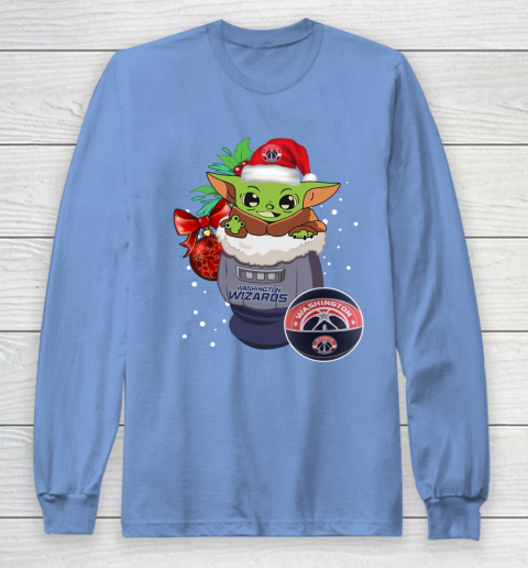 Washington Wizards Christmas Baby Yoda Star Wars Funny Happy NBA Long Sleeve T-Shirt 11