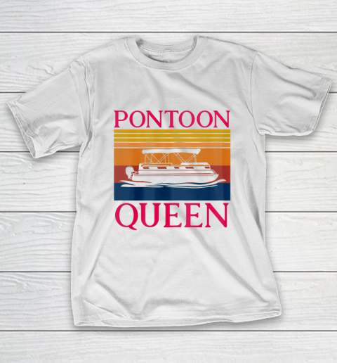 Womens Pontoon Queen Lake And Boating Lover Captain T-Shirt