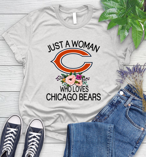 NFL Just A Woman Who Loves Chicago Bears Football Sports Women's T-Shirt